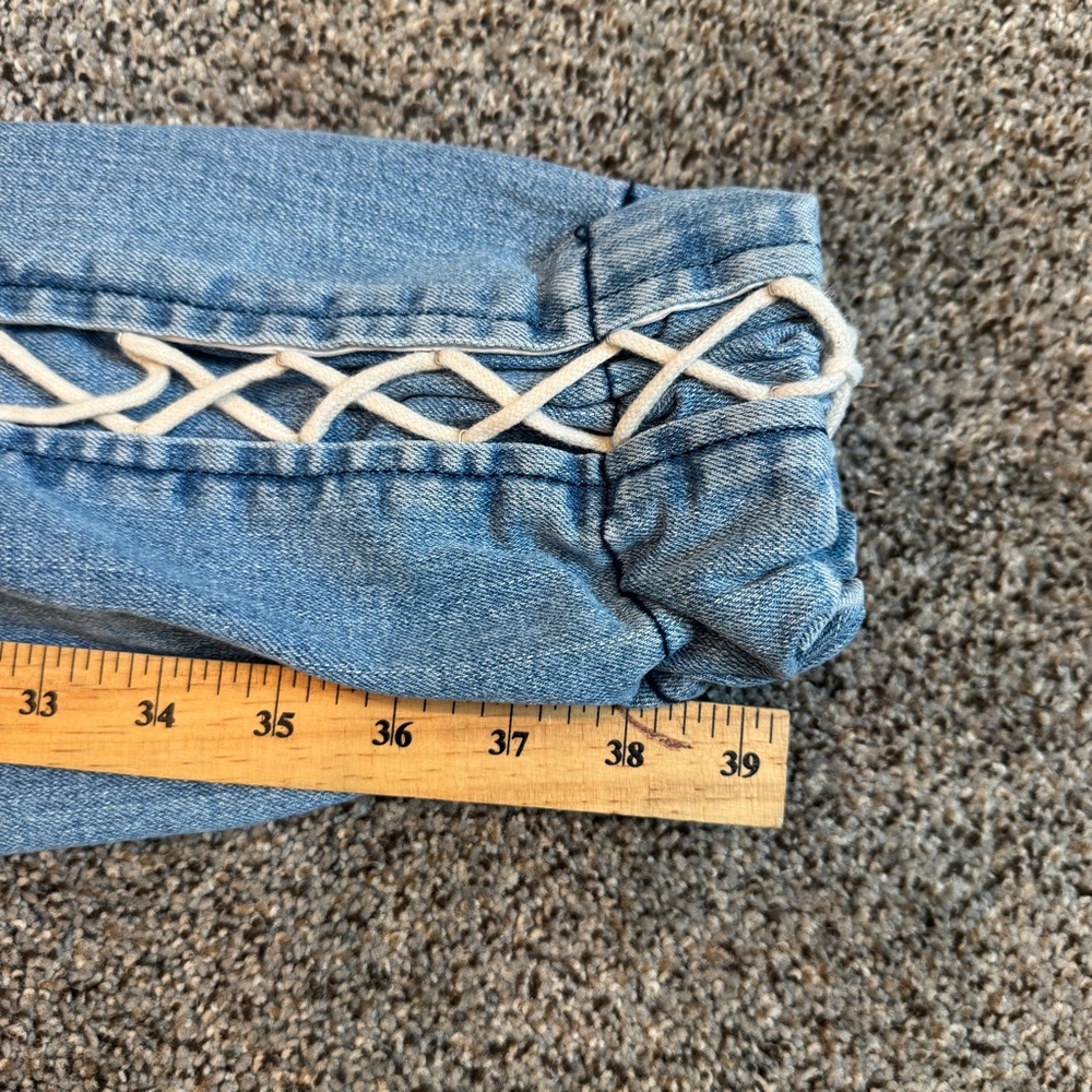 VTG 00s Y2K Women's Blue Lace-Up Jeans, Punk Grunge Boho Vibes, Size 8/10 - Picture 11 of 12